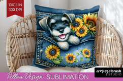 Denim Pillow Sublimation - Dog In Pocket Pillow Cover PNG Product Image 1