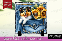 Denim Slate PNG - Dog In Pocket Square Slate Sublimation Product Image 1