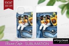 Denim Phone Case PNG - Dog In Pocket Case PNG Sublimation Product Image 1
