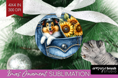 Denim Ornament PNG - Dog In Pocket PNG Sublimation Product Image 1