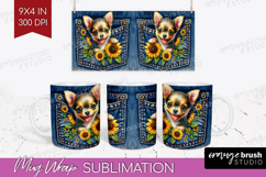 Denim Mug Wrap - Dog In Pocket Mug PNG Sublimation Product Image 1