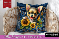 Denim Pillow Sublimation - Dog In Pocket Pillow Cover PNG Product Image 1