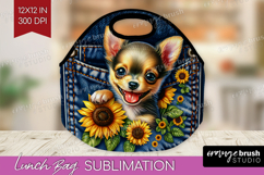 Denim Lunch Bag - Dog In Pocket Lunch Bug PNG Sublimation Product Image 1