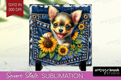Denim Slate PNG - Dog In Pocket Square Slate Sublimation Product Image 1