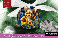 Denim Ornament PNG - Dog In Pocket PNG Sublimation Product Image 1