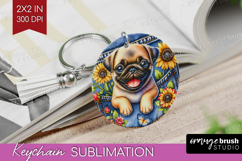 Denim Keychain PNG - Dog In Pocket Keychain Sublimation Product Image 1