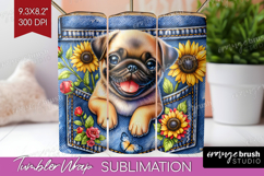 Denim Tumbler Wrap - Dog In Pocket Tumbler PNG Sublimation Product Image 1