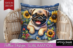 Denim Pillow Sublimation - Dog In Pocket Pillow Cover PNG Product Image 1
