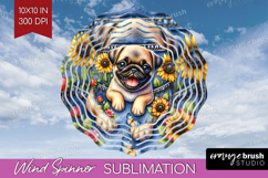 Denim Wind Spinner Sublimation PNG - Dog In Pocket Round Product Image 1
