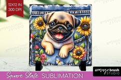 Denim Slate PNG - Dog In Pocket Square Slate Sublimation Product Image 1