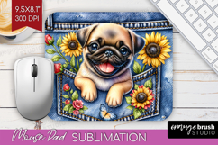 Denim Mouse Pad Sublimation - Dog In Pocket Mousepad PNG Product Image 1