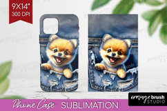 Denim Phone Case PNG - Dog In Pocket Case PNG Sublimation Product Image 1