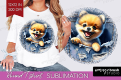 Denim Round Tshirt Background - Dog In Pocket PNG Product Image 1