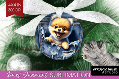 Denim Ornament PNG - Dog In Pocket PNG Sublimation Product Image 1