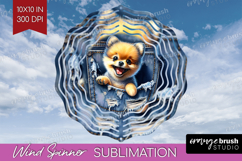 Denim Wind Spinner Sublimation PNG - Dog In Pocket Round Product Image 1