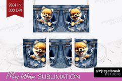 Denim Mug Wrap - Dog In Pocket Mug PNG Sublimation Product Image 1