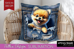 Denim Pillow Sublimation - Dog In Pocket Pillow Cover PNG Product Image 1