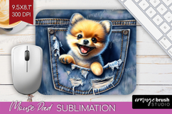 Denim Mouse Pad Sublimation - Dog In Pocket Mousepad PNG Product Image 1