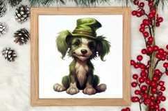 Green Christmas Dog Clipart Sublimation, Christmas Dog PNG Product Image 3