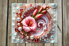 3D Flowers & pearls | 4 Skinny tumbler sublimation designs P Product Image 3