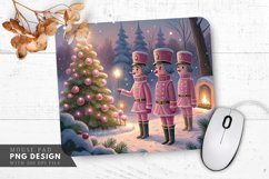 Winter Wonderland with Pink Nutcracker Soldiers Mouse Pad Product Image 1