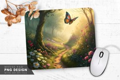 Enchanting Butterfly Garden Scene Mouse Pad PNG Design Product Image 1