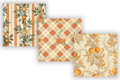 Orange Toile Digital Paper Pack, Vintage Floral Toile Product Image 3