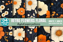 Retro Flowers Floral Patterns PNG Product Image 1