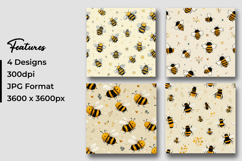 Cute Honeybees Digital Paper Pattern Product Image 3