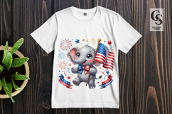 Patriotic Elephant With American Flag Clipart PNG Product Image 3