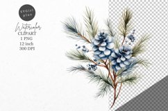 Christmas clipart, Pine branch clipart, Blue Christmas Product Image 1