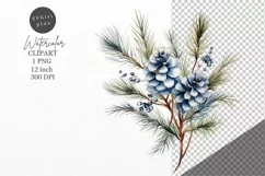 Christmas clipart, Pine branch clipart, Blue Christmas Product Image 1