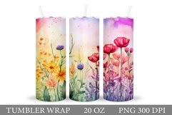 Flowers Tumbler. Wildflowers Tumbler Sublimation Product Image 1