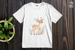 Watercolor Floral Baby Deer Clipart Sublimation PNG Product Image 3