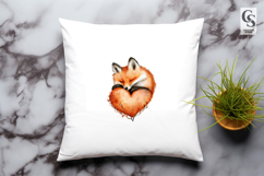 Cute Fox Heart Watercolor Clipart Sublimation PNG Product Image 3