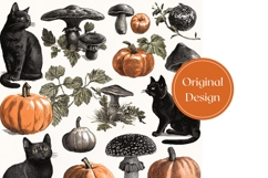 Fall Pumpkins Tumbler, Halloween Black Cat Tumbler Wrap Product Image 3