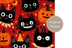 Cartoon Halloween Cats Tumbler, Cute Halloween Tumbler PNG Product Image 3