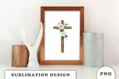 Watercolor Floral cross sublimation Png Product Image 3