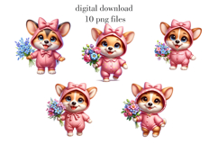 Corgi girl clipart, Cute Corgi dog png print, Corgi puppy Product Image 3