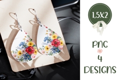 Watercolor Flowers Earrings, Peony Earrings Sublimation Product Image 3