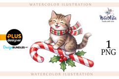 Christmas Kitten in Watercolor Style Product Image 1