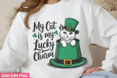 My Cat Is My Lucky PNG, St Patricks Day Cat Sublimation Product Image 3