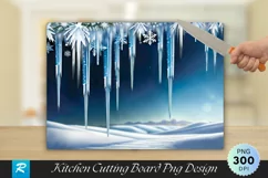 Frosted Snowflakes and Icicles Cutting Board PNG Design Product Image 1