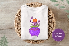 Hand Drawn Halloween Witch Cauldron Illustration, Skull PNG Product Image 3