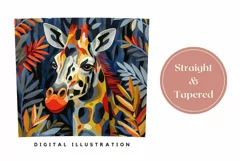 Giraffe Tumbler Wrap, Tropical Leaves Tumbler Sublimation Product Image 3