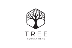 Hexagon Gold Tree Logo Design Vector Illustration Product Image 2