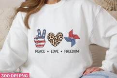 PEACE LOVE FREEDOM PNG, Memorial Day Sublimation PNG Product Image 1