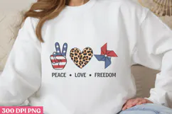 PEACE LOVE FREEDOM PNG, Memorial Day Sublimation PNG Product Image 1
