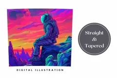 Neon Pink Tumbler Wrap Design, Astronaut Tumbler Sublimation Product Image 3