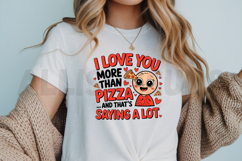 Love You More Than Pizza Cute Cartoon Illustration Graphic Product Image 3